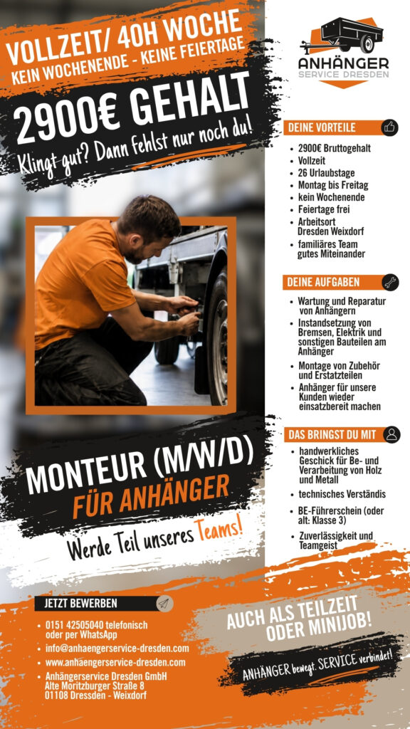 Anhängerservice Stellenangebot Jobangebot Monteuer Anhänger